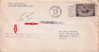 1932 Canada- Flt cover Ottawa - Bradore Bay with var instructional H_S -Postage Due- -Received without contents at Detroit etc - - €12,50