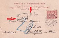 1925 Batavia - Frankfurt - Unterbez(Underpaid) PPC Batavia Eckbug-(corner crease) - - € 12,50
