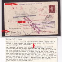 1938-02-01 GB - Boston - Passenger Mail addressed to a col.- UNCLAIMED ON BOARD S.S. SAMARIA. var hs - Full of character €125,-