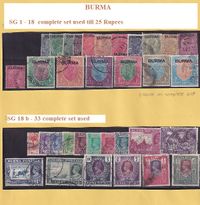 1937 BURMA SG 1-18 & 18b-33 - -Used sets