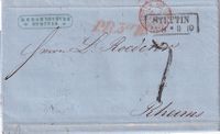 1857 AD Preussen (Transit-Brief) Stettin nach Rheims - -€25,-