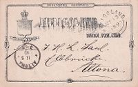 1890 Helgoland - GA geschrieben auf DÜNE nach Altona mit Ank. €22,50