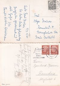 BRD 1959 2 Ortskarten mit Heuss-Frankaturen, 1x als Paar zus. €20,-