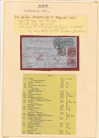 1864-02-15 India SEEBSAUGOR- Rf 9III- ERROR: YEAR INVERTED - nice 4-colour franking to GB