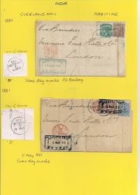 1880-12-18 India Maritime same day marks ex Bombay to London nice pair