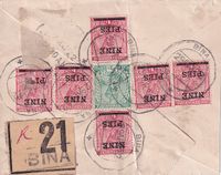 1922-04-22 India Reg - LATE FEE cover to Karachi Attractive fkg