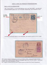 India used in French Possessions 2 PS to Java & Switzerland