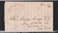 1845-06-25 USA Entire letter with complete contents regarding spl project etc with oval - FORWARDED BY HALE FROM BOSTON & hs PAID in red to NY. Expertised Jakubek BPP. €295.-