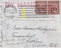 1893-07-31 USA to GB - alongside h/s BY HAND. €22.50