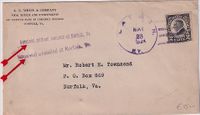 1924-05-23 USA Mail to Norfolk with Instructional H-S Received without contents &amp; Received unsealed - &euro;15,-